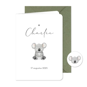 Geboortekaartje unisex lief minimalistisch koala